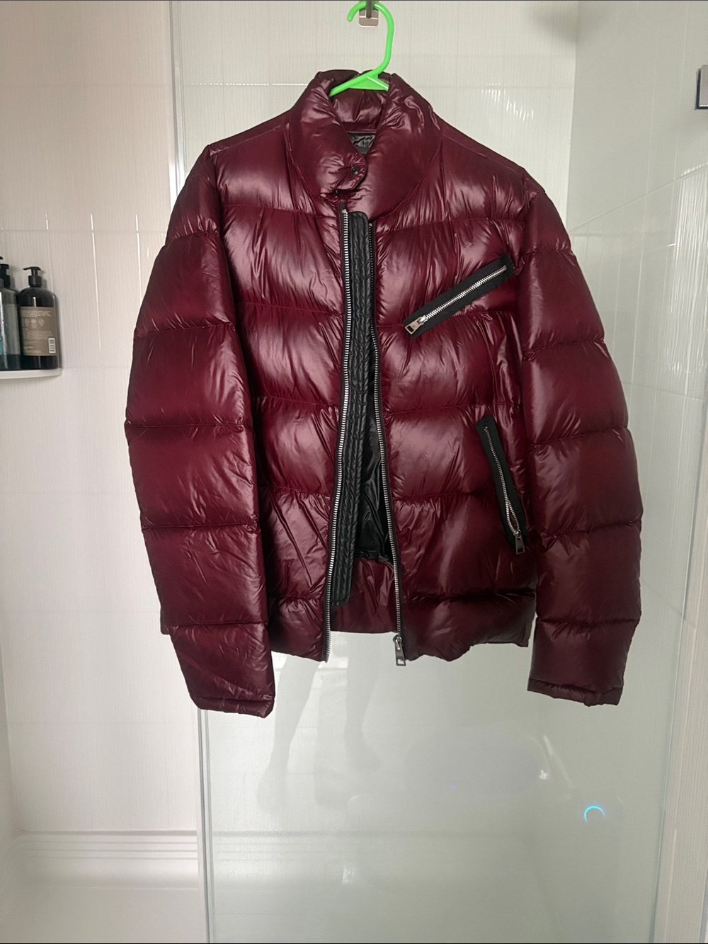Just Cavalli Men's Burgundy Quilted Puffer Jacket